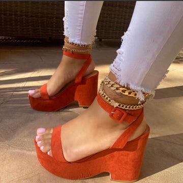Katia Wedge Heels-  Orange